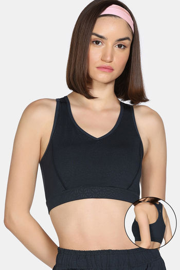 Buy Zelocity Medium Impact Quick Dry Sports Bra with Removable Padding - Collegiate Blue